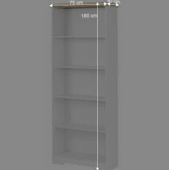 Wohnen Regale|Vitrinen<75x180x30 Bücher Regal mit fünf Fächern - Akedra