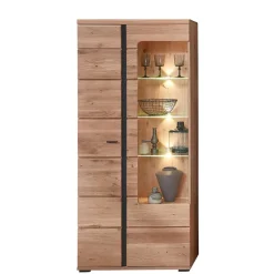 Wohnen Vitrinen<90x203x38 Beleuchtete Vitrine teilmassiv - Mattadore