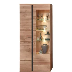 Wohnen Vitrinen<90x203x38 Beleuchtete Vitrine teilmassiv - Mattadore