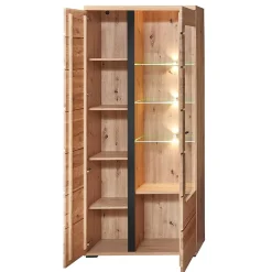 Wohnen Vitrinen<90x203x38 Beleuchtete Vitrine teilmassiv - Mattadore