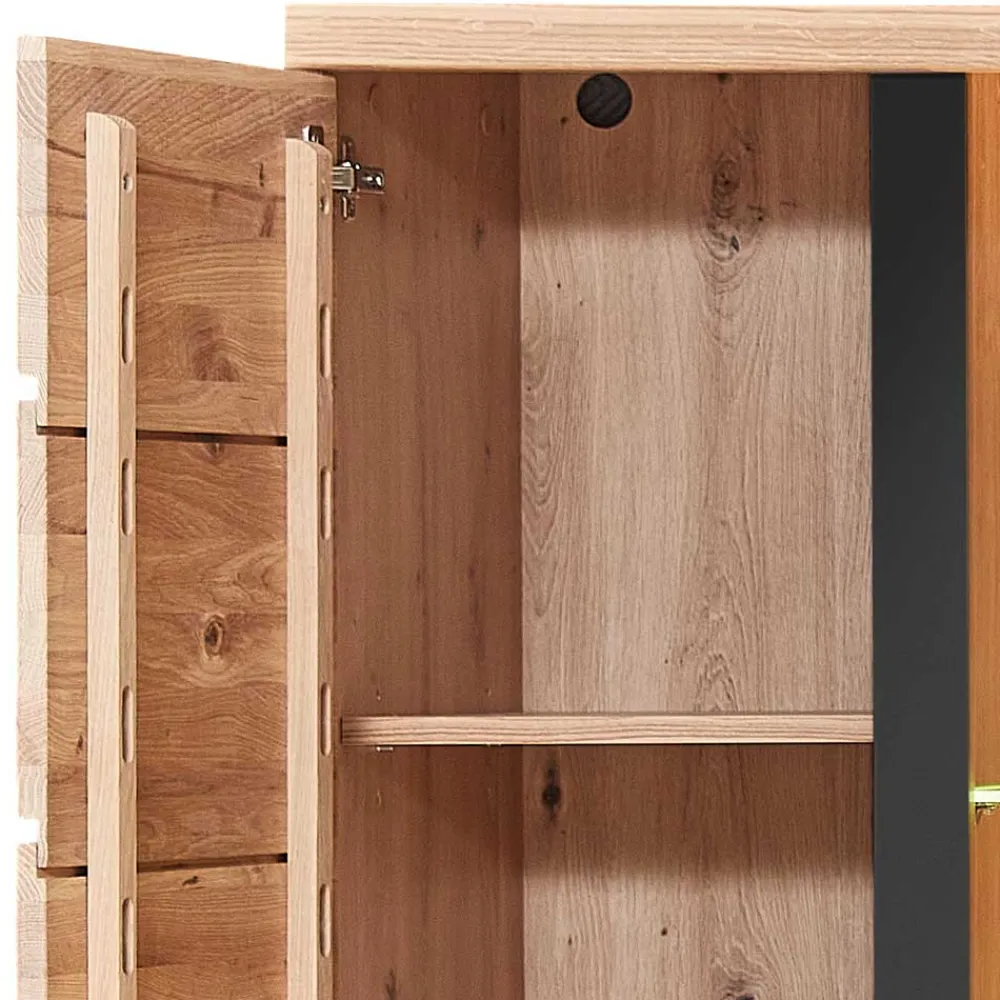 Wohnen Vitrinen<90x203x38 Beleuchtete Vitrine teilmassiv - Mattadore