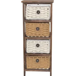 Wohnen Regale<30x73x25 Braunes Holzregal mit vier Körben - Zeus