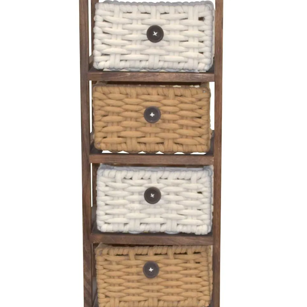 Wohnen Regale<30x73x25 Braunes Holzregal mit vier Körben - Zeus