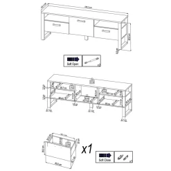 Wohnen Tv & Hifi-Möbel|Lowboards<181x63x44 Breites TV Board modern - Dudleys