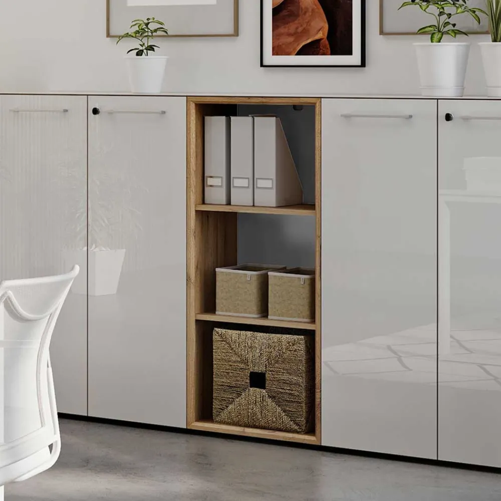 Wohnen Regale<50x120x37 Büroregal in Weiß & Wildeiche - Laszlo