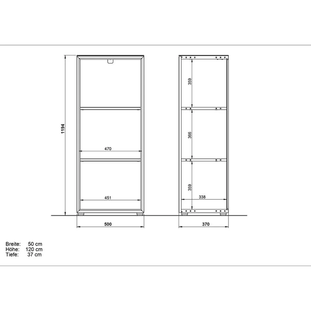 Wohnen Regale<50x120x37 Büroregal in Weiß & Wildeiche - Laszlo