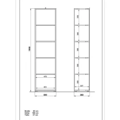 Wohnen Regale<50x196x37 Büroregal mit 5 Fächern - Fidania