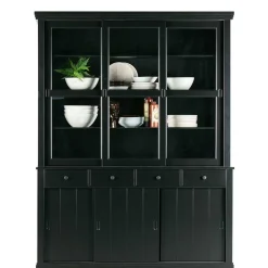 Wohnen Vitrinen<166x215x48 Buffetschrank in Schwarz Kiefer - Nariosca