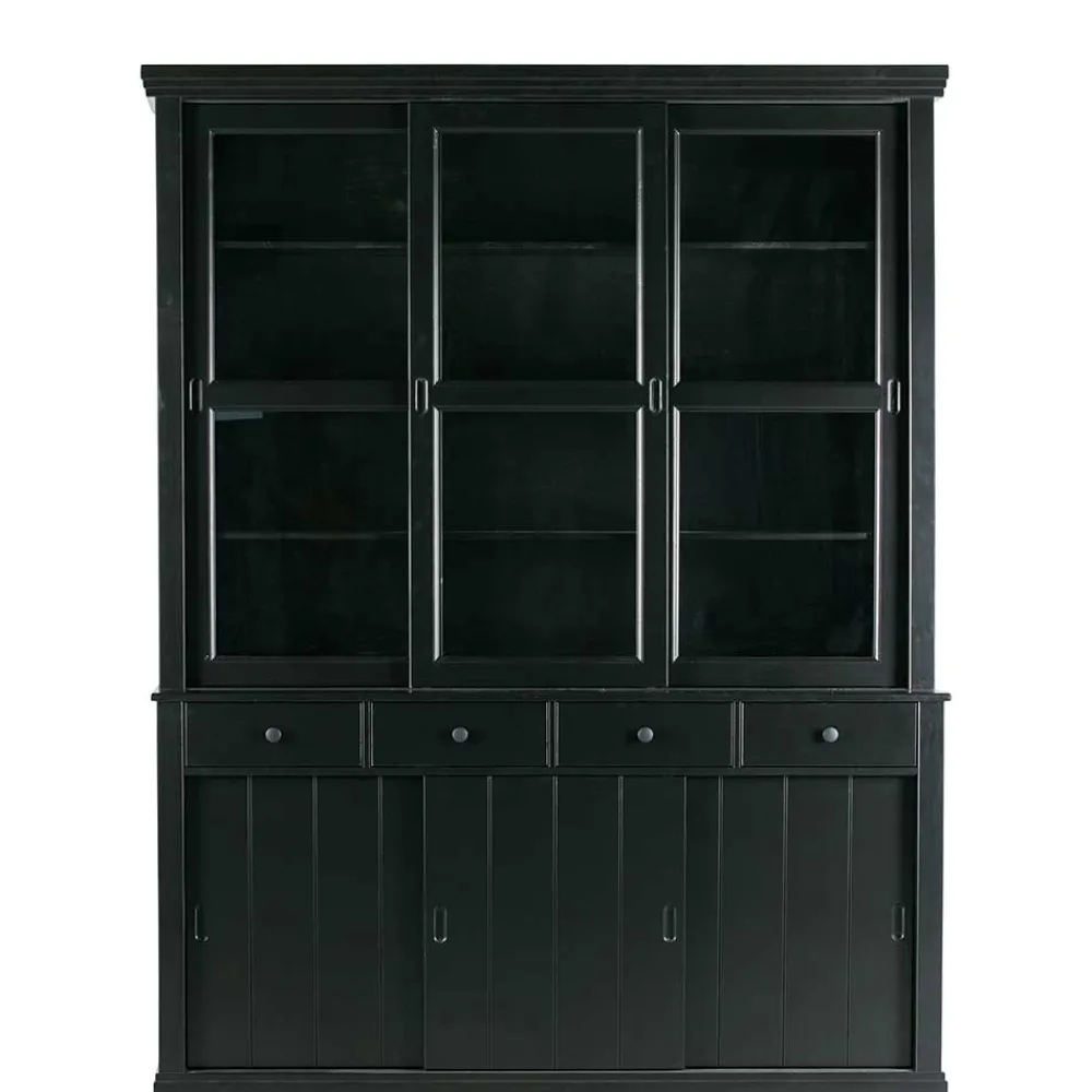 Wohnen Vitrinen<166x215x48 Buffetschrank in Schwarz Kiefer - Nariosca