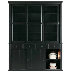 Wohnen Vitrinen<166x215x48 Buffetschrank in Schwarz Kiefer - Nariosca