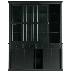 Wohnen Vitrinen<166x215x48 Buffetschrank in Schwarz Kiefer - Nariosca