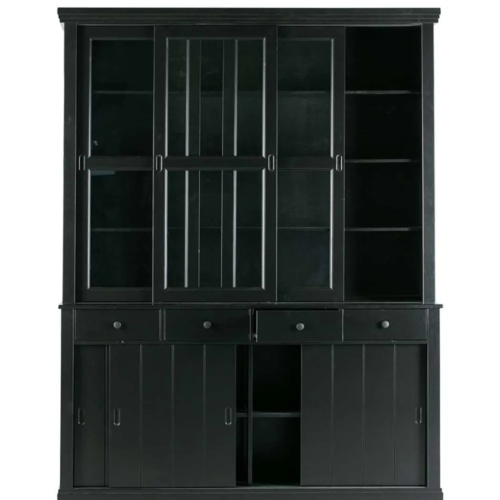 Wohnen Vitrinen<166x215x48 Buffetschrank in Schwarz Kiefer - Nariosca