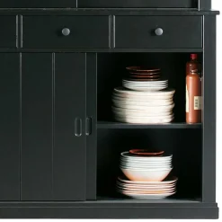Wohnen Vitrinen<166x215x48 Buffetschrank in Schwarz Kiefer - Nariosca