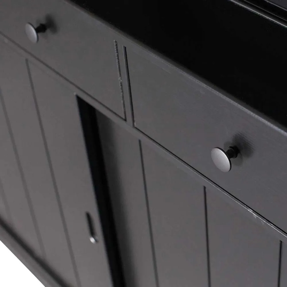 Wohnen Vitrinen<166x215x48 Buffetschrank in Schwarz Kiefer - Nariosca