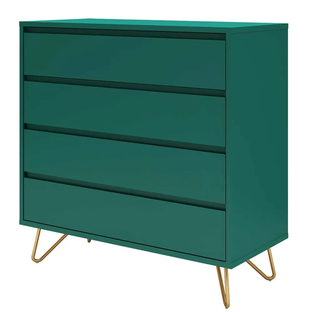 Wohnen Kommoden<90x90x40 cm 4 Schubladen Kommode in Grün - Ricriava