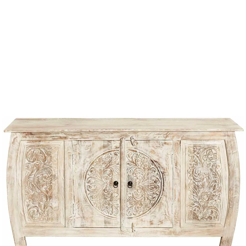 Wohnen Sideboards<166x85x40 cm Akazie Sideboard in White Wash - Omie
