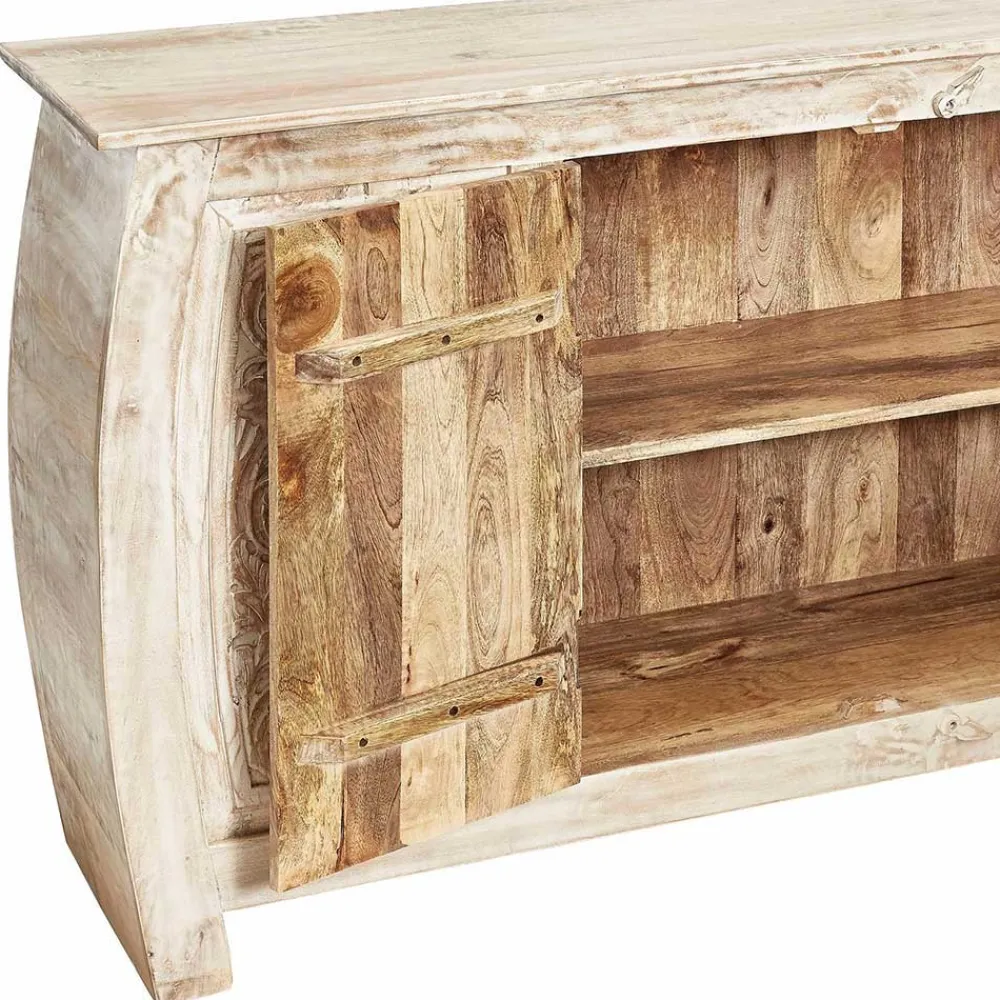 Wohnen Sideboards<166x85x40 cm Akazie Sideboard in White Wash - Omie
