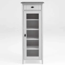 Wohnen Vitrinen<55x149x35 cm Badezimmer Vitrine in Weiß & Grau - Mirandesca