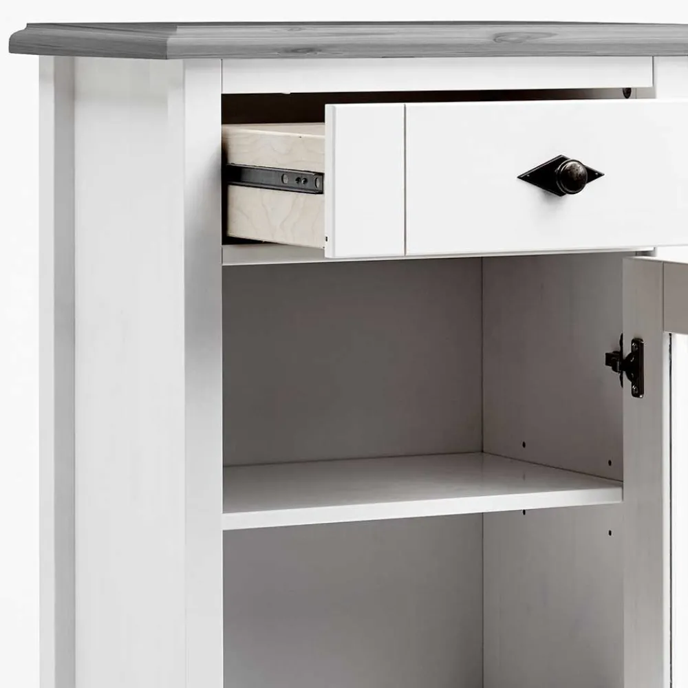 Wohnen Vitrinen<55x149x35 cm Badezimmer Vitrine in Weiß & Grau - Mirandesca