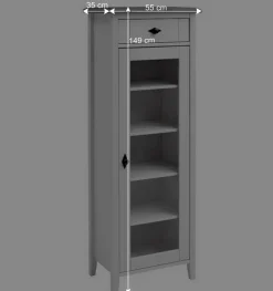 Wohnen Vitrinen<55x149x35 cm Badezimmer Vitrine in Weiß & Grau - Mirandesca