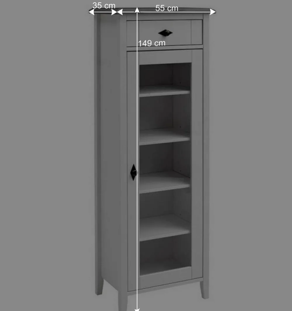 Wohnen Vitrinen<55x149x35 cm Badezimmer Vitrine in Weiß & Grau - Mirandesca