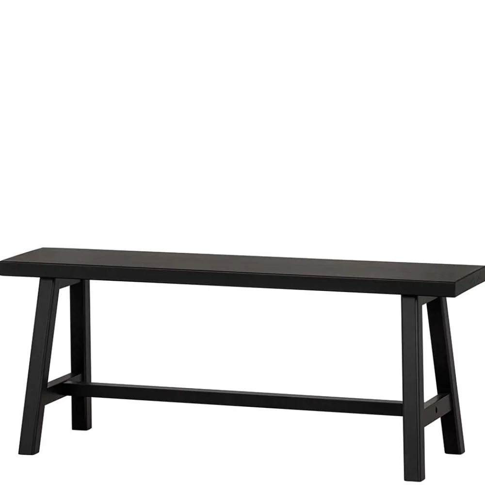 Wohnen Sitzbank<110x45x35 cm Bänke aus Massivholz in Schwarz - Annike (2er Set)