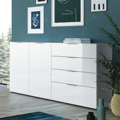 Wohnen Sideboards<184x101x42 cm Design Sideboard mit Glas Beschichtung - Daven
