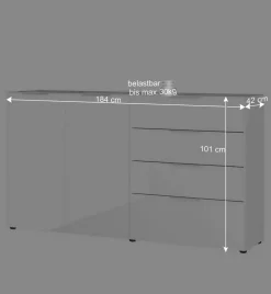 Wohnen Sideboards<184x101x42 cm Design Sideboard mit Glas Beschichtung - Daven