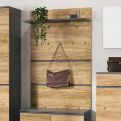 Wohnen Garderoben<96x14x30 cm Garderobe Paneel in Wildeiche & Grau - Orsecca