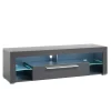 Wohnen Tv & Hifi-Möbel|Lowboards<153x44x44 cm Graues TV Board mit Klappe & Glasböden - Due