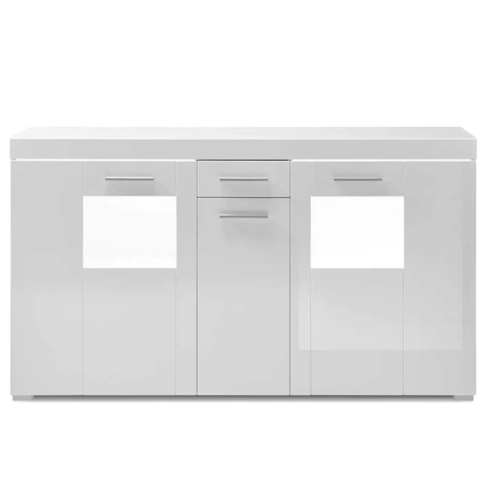 Wohnen Sideboards<144x82x40 cm Hochglanz Sideboard in Weiß - Timmona