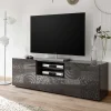 Wohnen Tv & Hifi-Möbel|Lowboards<181x57x42 cm Hochglanz TV Element in Grau - Ipatal I