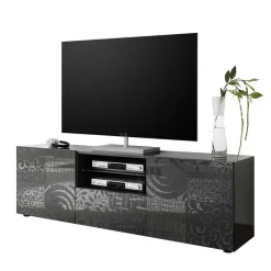 Wohnen Tv & Hifi-Möbel|Lowboards<181x57x42 cm Hochglanz TV Element in Grau - Ipatal I
