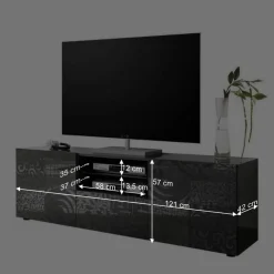 Wohnen Tv & Hifi-Möbel|Lowboards<181x57x42 cm Hochglanz TV Element in Grau - Ipatal I