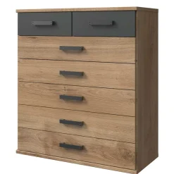 Wohnen Kommoden<91x103x40 cm Hochkommode in Plankeneiche NB & Grau - Corpus