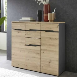 Wohnen Sideboards<120x107x38 cm Hochkommode in Wildeiche - Kuetra