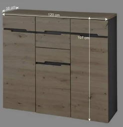 Wohnen Sideboards<120x107x38 cm Hochkommode in Wildeiche - Kuetra
