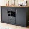 Wohnen Sideboards<104x169x45 cm Hohe Kommode mit Flaschenfächern - Lionel