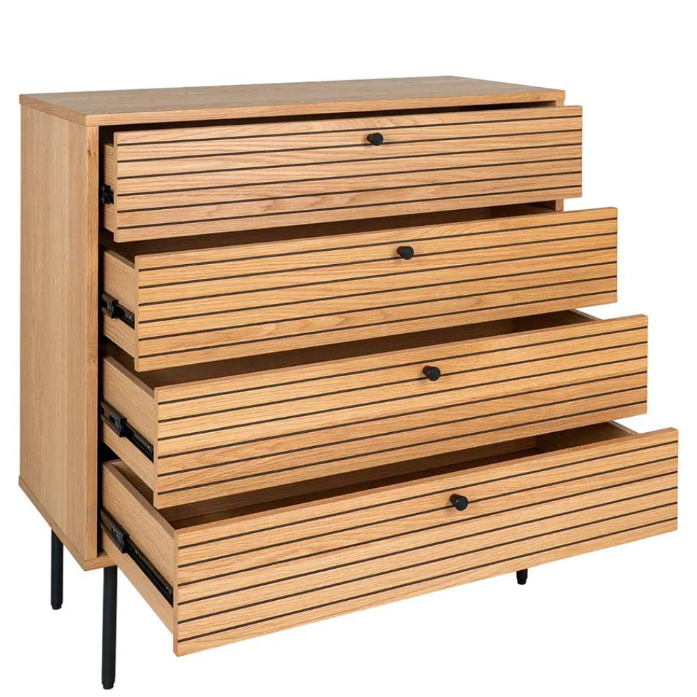 Wohnen Kommoden<80x85x40 cm Kommode in Eiche Natur Furnier - Virona