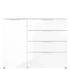 Wohnen Sideboards<134x101x42 cm Kommode in Weiß mit Glas - Rufu