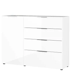 Wohnen Sideboards<134x101x42 cm Kommode in Weiß mit Glas - Rufu