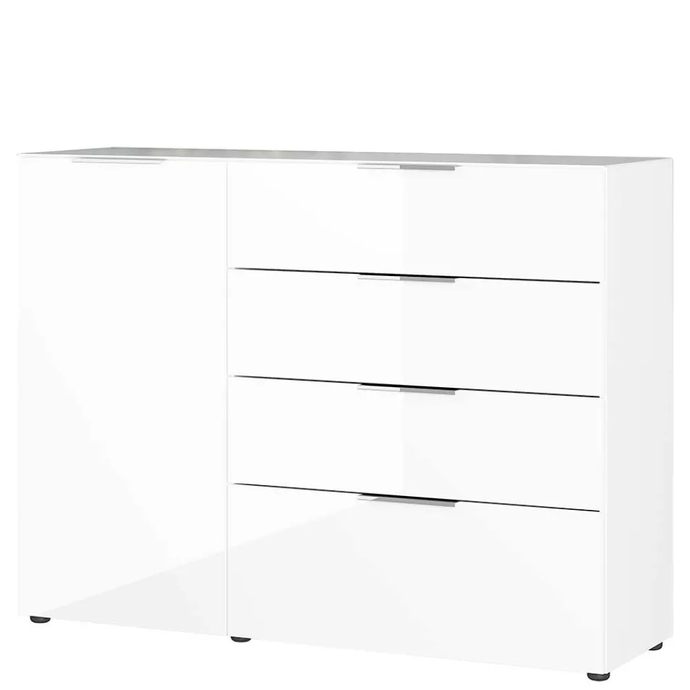 Wohnen Sideboards<134x101x42 cm Kommode in Weiß mit Glas - Rufu