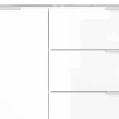 Wohnen Sideboards<134x101x42 cm Kommode in Weiß mit Glas - Rufu