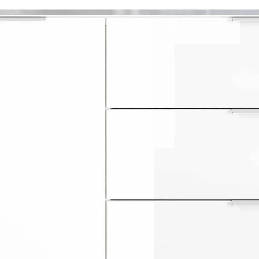Wohnen Sideboards<134x101x42 cm Kommode in Weiß mit Glas - Rufu