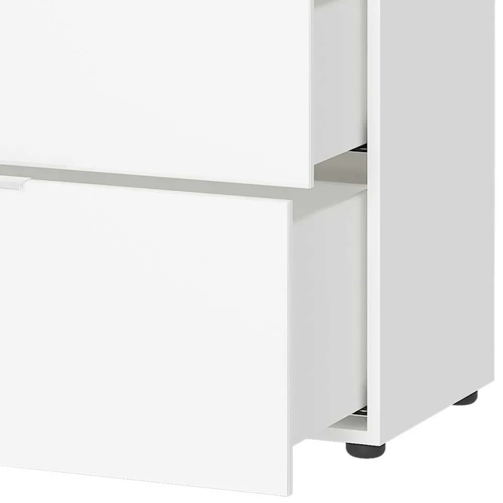 Wohnen Sideboards<134x101x42 cm Kommode in Weiß mit Glas - Rufu