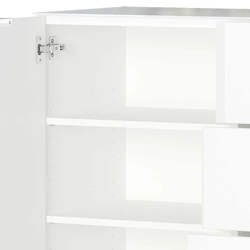 Wohnen Sideboards<134x101x42 cm Kommode in Weiß mit Glas - Rufu