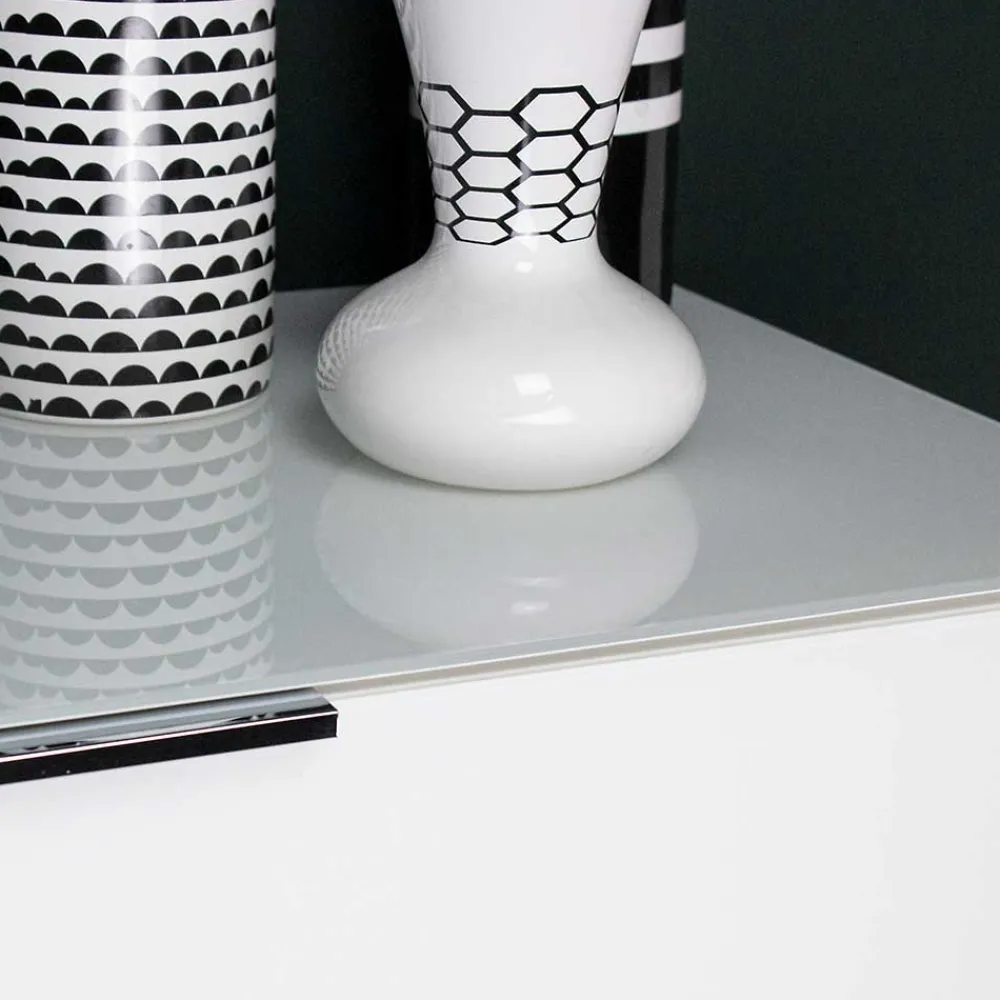 Wohnen Sideboards<134x101x42 cm Kommode in Weiß mit Glas - Rufu