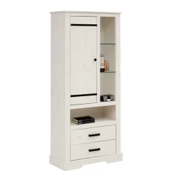 Wohnen Vitrinen<75x170x35 cm Landhaus Schrank in Weiß - Manduza