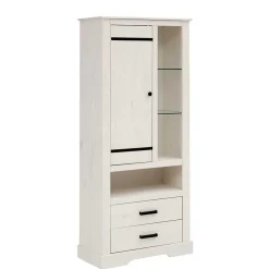 Wohnen Vitrinen<75x170x35 cm Landhaus Schrank in Weiß - Manduza