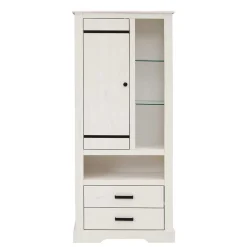 Wohnen Vitrinen<75x170x35 cm Landhaus Schrank in Weiß - Manduza